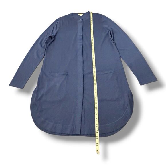 J.Jill Cardigan Blue Button Pocket Knit Long Sweater Cardigan Women’s Sz MT - Picture 3 of 12